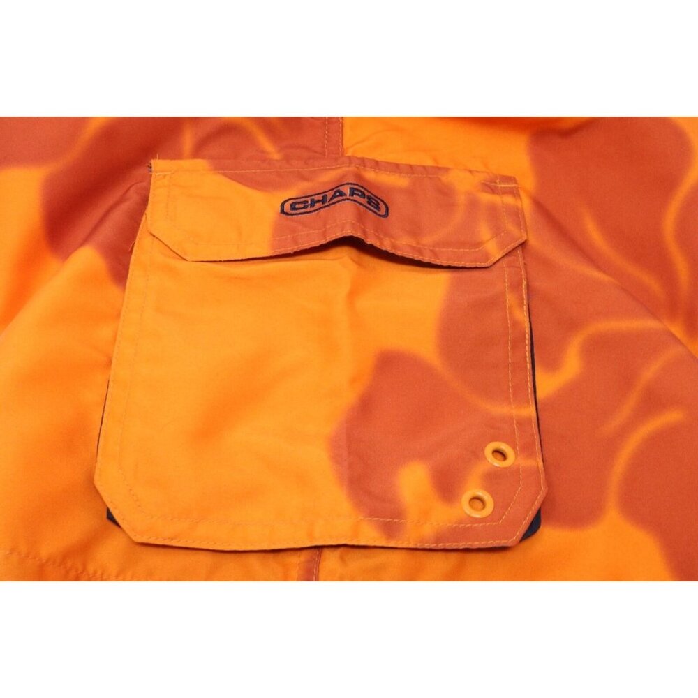 Chaps Swimwear Mens M Orange Trunks Aloha Hawaiian Swim Board Shorts Lined VTG - Picture 3 of 10